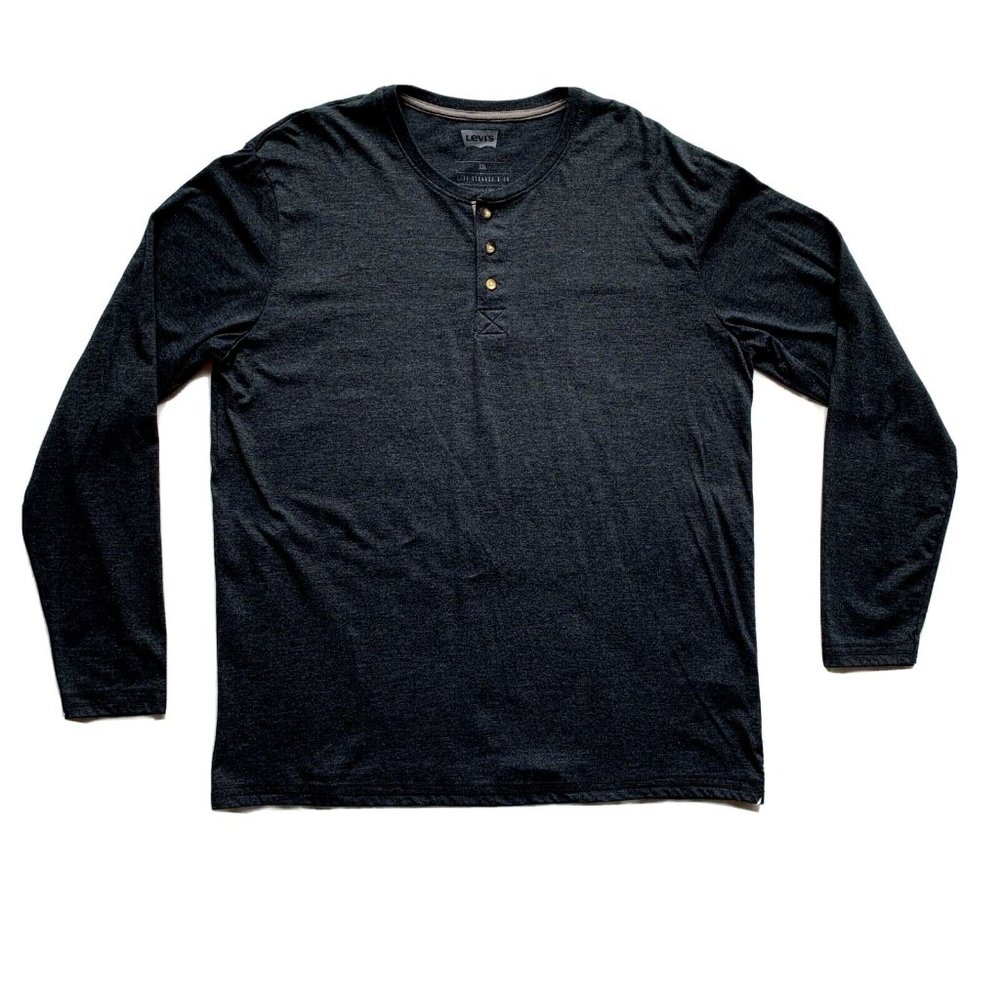 Levi's Henley T Shirt Top Mens 2XL Gray Thermal‎ Long Sleeve Casual Outdoor NEW